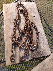 Vintage 9 Ft Logging Towing Chain With Hook - Picture 1 of 5