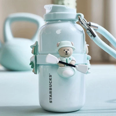 Starbucks 2025 China Summer Fresh Blue Sports Bear 15oz SS Tumbler - Image 1 of 4