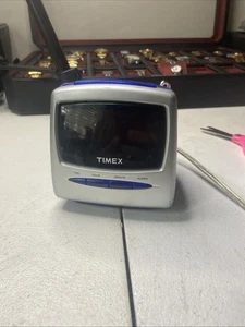 Timex Alarm Clock Translucent Blue Case Plays Cathedral/Bells EASY TO SEE/READ! - Picture 1 of 4