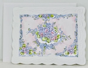 CAROL'S ROSE GARDEN Violet Bouquet Note Card w Envelope CAROL WILSON FINE ARTS - Picture 1 of 2