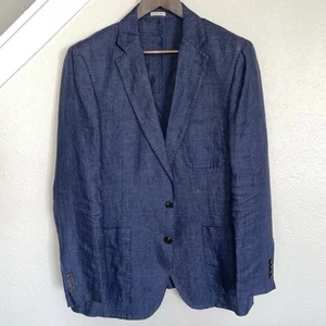 PETER MILLAR 100 % Linen Blue Slim Fit Unstructured Blazer Jacket Sport Coat!!!! - Picture 1 of 16