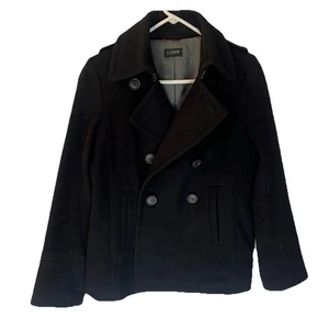 J CREW 100% Wool Pea Coat Womens Size S-M? Double Breasted Lined Black Y2K VTG - Picture 1 of 9