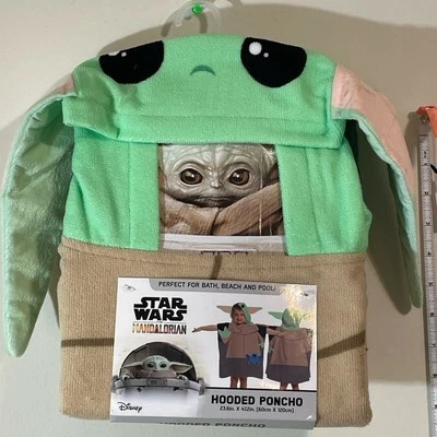 Пончо с капюшоном детский пляжный бассейн Disney Star Wars Mandalorian Baby Yoda 3t up - Изображение 1 из 4