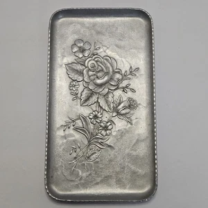 Everlast handgeschmiedetes Aluminium Blumen Rose Buchstaben Schmuck Tablett gehämmerte Kanten - Bild 1 von 9