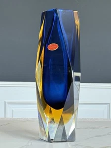 12" Mid Century Modern Blue Sommerso Murano Glass Vase Flavio Poli Alessandro - Picture 1 of 10