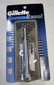 New Original Gillette Sensor Excel Razor Metal Handle 2 Cartridge Refill Shaver - Picture 1 of 2
