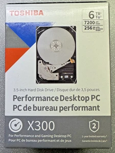 Toshiba 6TB X300 Performance 3.5" CMR Internal Hard Drive 7200RPM 256 MB HDWR460 - Picture 1 of 3