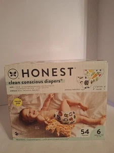 The Honest Company, Disposable Baby Diapers, Size 6, 54 Ct (35+ Lbs) Rockin' Tot - Picture 1 of 14