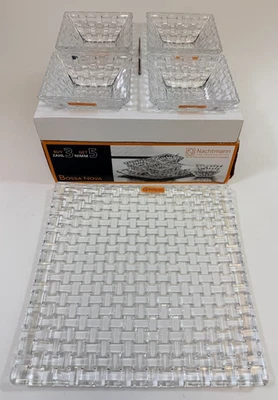 Nachtmann Bossa Nova Square Serving Plate and 4 Square Bowls Crystal Set - Image 1 of 4