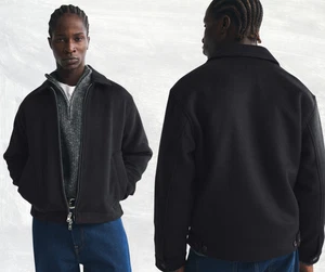 Herren Wollmischung Trucker Jacke Reißverschluss entspannt gefüttert klassischer Kragen NEU mit Etikett - Bild 1 von 8