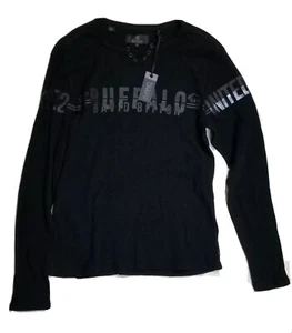 Buffalo David Bitton schwarzes langärmliges grafisches Damenshirt Small S NEU - Bild 1 von 12