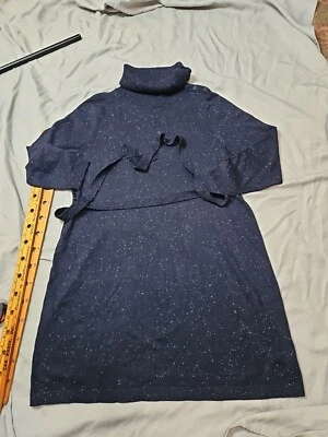 Talbots Sweater Dress Womens Plus Size 3X Blue Fleck Belted Knit Stretch Button  - Image 1 of 4