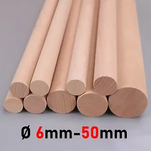 Premium 30cm Beech Wood Dowels- Smooth & Sturdy Rods for Diy Crafting Woodcraft - Picture 1 of 4