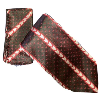 Валентинка галстук шелк Enzo Brunetti красный сердце черный группы и карман квадратный новый с Ярлыками - Изображение 1 из 4