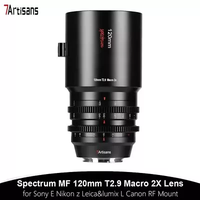 Lente de cine 7artisans 120 mm T2.9 macro 2x FF para cámara Canon Nikon Sony con montura L Foto 1 de 4