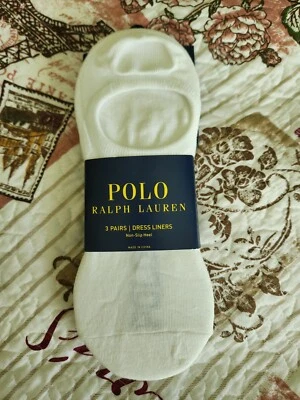 Forros sociais POlO RALPH LAUREN 3 PK salto sem deslizamento logotipo polo branco masculino 6-12,5 - Imagem 1 de 4