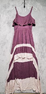 Vestido Esley para mujer pequeño púrpura rosa pálido bloques de color dobladillo alto bajo recortado trasero Foto 1 de 4