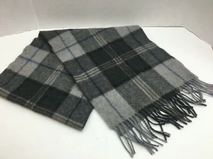 Clubfellow Lambswool Gray Charcoal Plaid Scarf Muffler- 52" x 10.75" - Picture 1 of 4