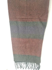 New Steve Madden Shimmer Sparkle Striped Scarf Shawl Wrap Burgundy - Picture 1 of 5