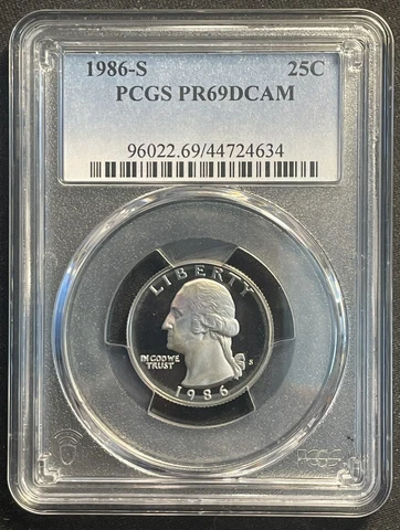 1986-S PCGS PR69DCAM Washington Quarter  #4078 Cover