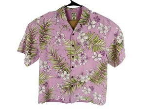 Montego Mon Hawaiihemd Herren Medium Seide Knopfleiste Kurzarm rosa geblümt - Bild 1 von 4