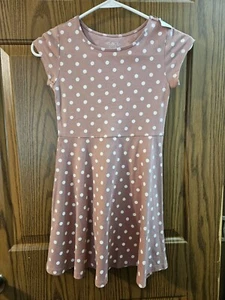 The Children's Place Girls Light Soft Pink polka Dots Short Sleeve Dress Med 7-8 - Picture 1 of 4