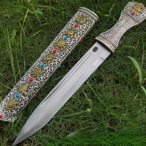 Cuchillo corto dragón tibetano resorte acero afilado KUNGFU Dao espada daga tanto nuevo - Imagen 1 de 9