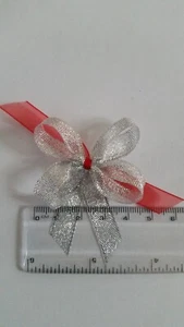 20 silver 40mm Organza ribbon bows/ Christmas decorations. HOLIDAY - Picture 1 of 3