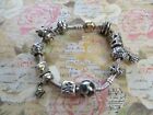 Genuine Pandora Sterling Silver Bracelet With Gold Clasp 10 Charms 3 Spacers