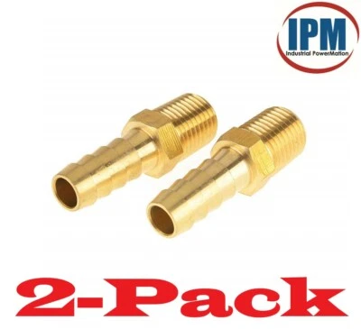 2-PACK! 1/4" Hose Barb x 3/8" NPT Male Brass Hose Fitting HB04-MNPT06 (IPM) NEW! - Image 1 of 4