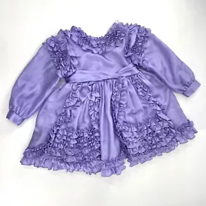 Martha's Miniature We're Fussy Purple Satin Pageant Ruffle Dress Dainty Size 5/6 - Picture 1 of 10