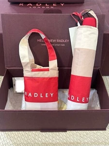 Brand New Radley Gift Set - Summer Stripe Umbrella & Tote Bag - Red - Gift Box - Picture 1 of 9