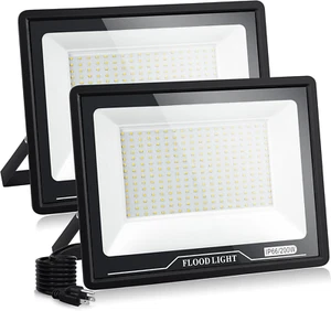 2 Pack LED Flood Light Outdoor, Flood Lights 200W Plug In,20000Lm Work Light Plu - Picture 1 of 12