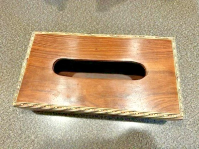 De colección Hermoso Soporte de Caja de Pañuelos con Tapa con Bisagras de Madera India Pesada 3x6x11 LEER Foto 1 de 4