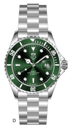 Cavadini Men's Diver Style Solid Stainless Steel Quartz 3 Bar 40mm Green CV-463J - Image 1 of 4