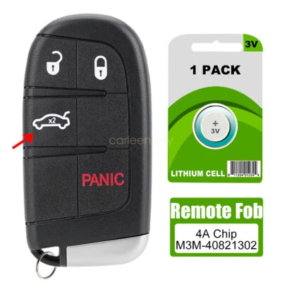 Key Fob Remote 4B For 2015 - 2022 Dodge Chrysler 200 300 M3M-40821302 68155686 - Image 1 of 4