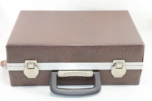 Vintage Leder Kassette Band Medien Tragetasche Braun Aufbewahrung Organizer Aktentasche - Bild 1 von 24