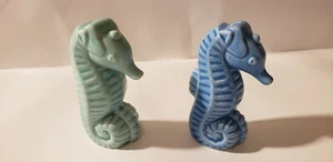 enesco Porcelain Sea Horse Salt And Pepper Shaker Figurine  3"  1 Green 1 Blue - Picture 1 of 12