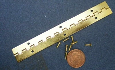 Dolls House 10cm Long Piano Hinge & 6 Screws Tumdee 1:12 Scale Accessory 678 - Image 1 of 4