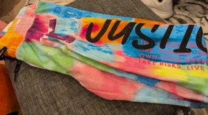 JUSTICE New GIRLS Large 12/14  TIE DYE Fleece SWEATPANTS JOGGERS Be Brave - Picture 1 of 3