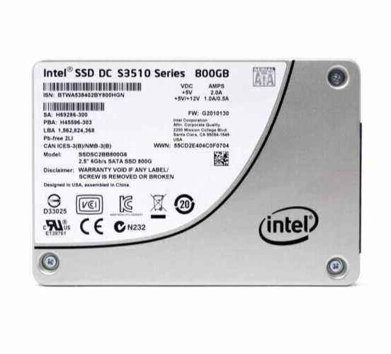 SSDSC2BB800G6P HPE 800GB 6G 2.5" 6Gb/s 7mm SATA S3510 SSD - Image 1 of 1