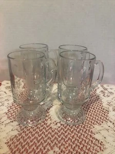 Four PRINCESS HOUSE HERITAGE Etched Floral Glass Irish Coffee Latte Mugs 5 1/2" - Picture 1 of 9
