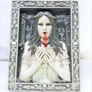 RARE HALLOWEEN BLOODY VAMPIRESS BLOOD FOUNTAIN GOTH VAMPIRETTE SKULLS ROSES  - Picture 1 of 12