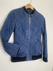 Blue Denim Quilted Bomber Jacket Women’s Ladies Girl Miss Sixty size S/XS y2k vi - Picture 1 of 14