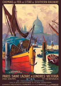 Affiche chemin de fer Etat & Southern Railway - Paris Londres - Bild 1 von 1