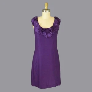 YOANA BARASCHI 'Rosettes and Ruffles' Purple Shift Dress Size 2 - Picture 1 of 7