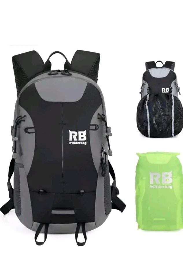 Black Reflective Bike Motorcycle and Hiking Backpack |Riderbag Reflektor35