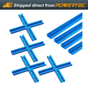 POWERTEC 71854 48 Inch x4 Universal T track with 4 Sets of Intersection Kit - Picture 1 of 7