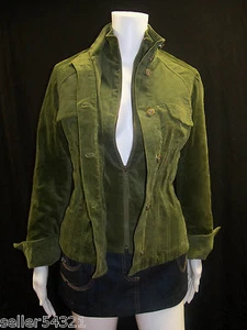 New Principles Green Velvet/Corduroys Zipper and Buttoned Jacket Size Small (6) - Picture 1 of 6