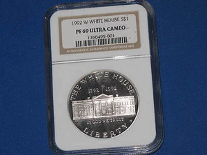1992-W White House Commemorative Silver Dollar NGC PF69 Ultra Cameo B0150 - Picture 1 of 2